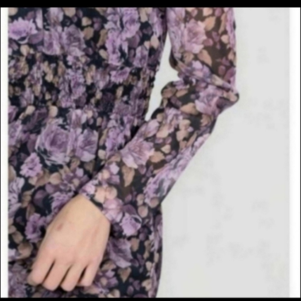 Lucy Paris Bristol Maxi Dress Purple Dark Floral V-neck Tiered Ruffled - Picture 4 of 15